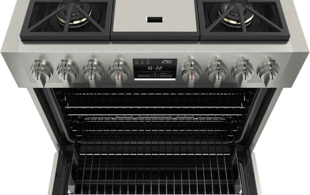 estufa profesional con grill dual fulgor milano