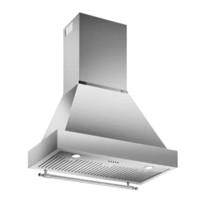 Campana de pared Bertazzoni de 36 pulgadas con potente sistema de extracción y diseño elegante.
